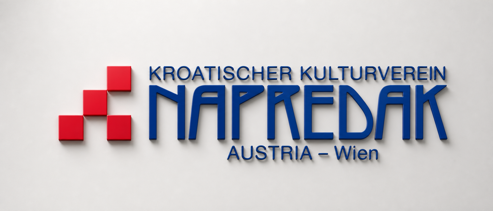 Kroatischer Kulturverein Napredak Austria – Wien logo as a 3D sign on a light wall