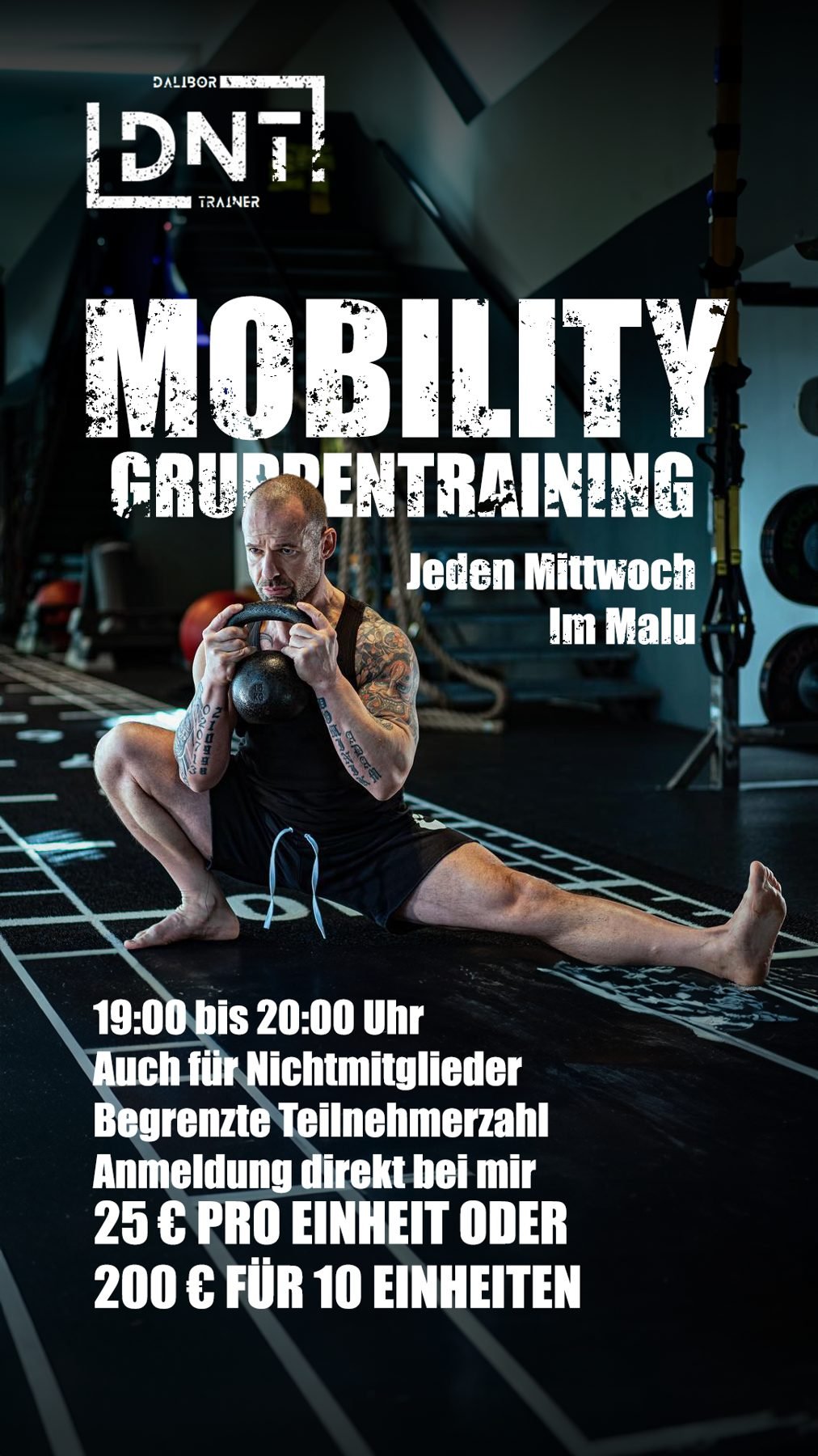 DNT Mobility Gruppentraining Instagram story with schedule and prices