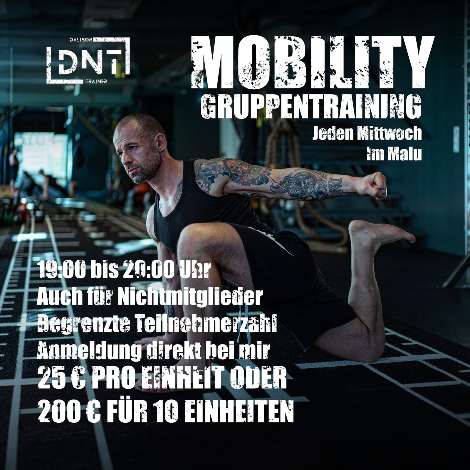 DNT Mobility Gruppentraining square post with time and pricing